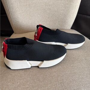 DKNY Marcel Wedge Flat Sneakers Black Stretchy Booties